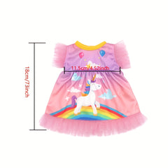 Pink Doll Clothes Set for 12" Dolls with Reusable Toy