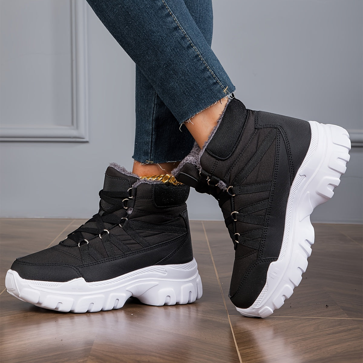 Heighten High Top Chunky Sneakers Casual Versatile Running Shoes Snow Boots