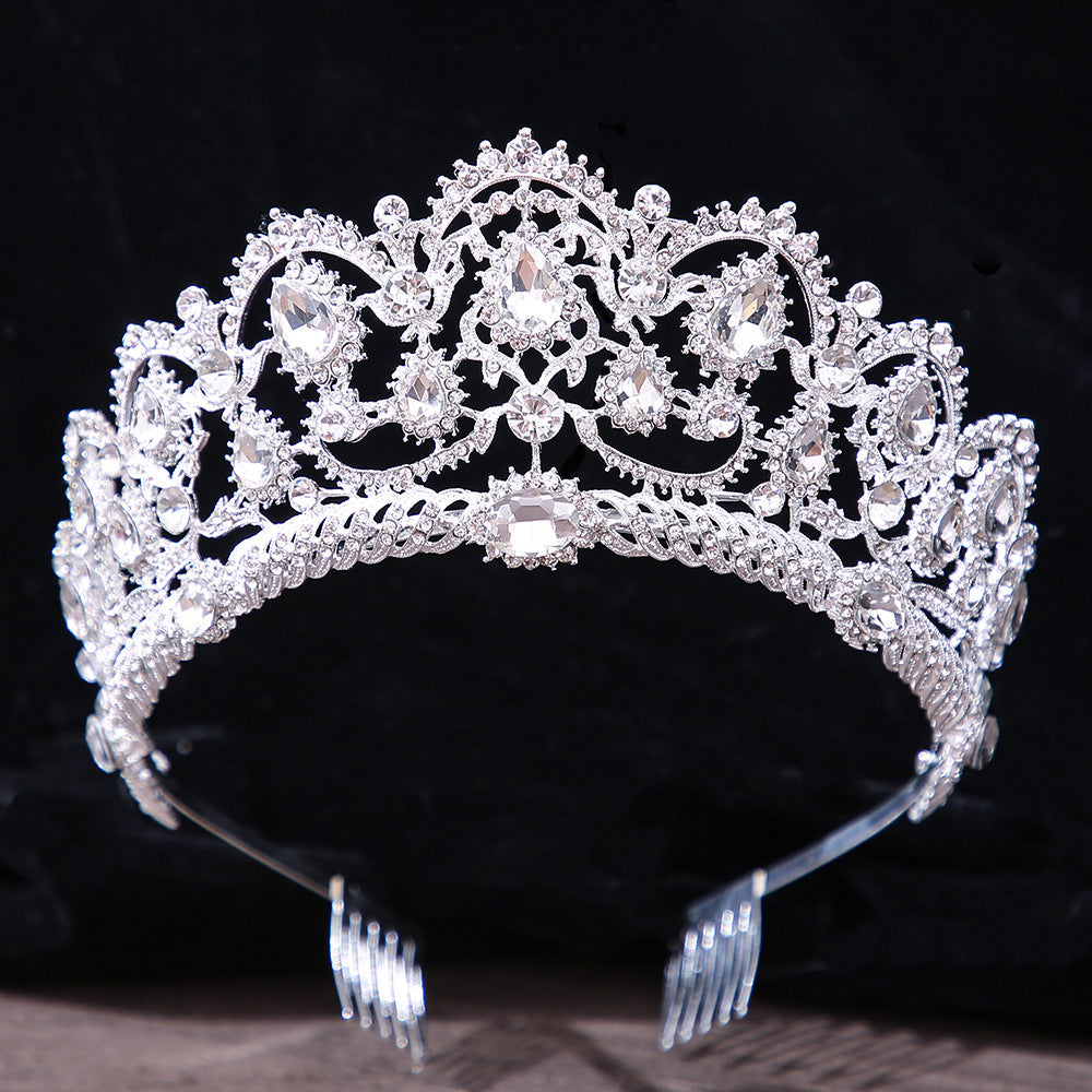 Emerald Crystal Crown With Comb Bridal Wedding Headband For Brides