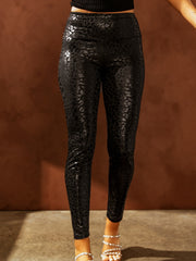 Leopard Textured Leggings Pants for Women
