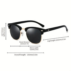 Vintage Half Frame Polarized Sunglasses UV400 Sunshade Men Women