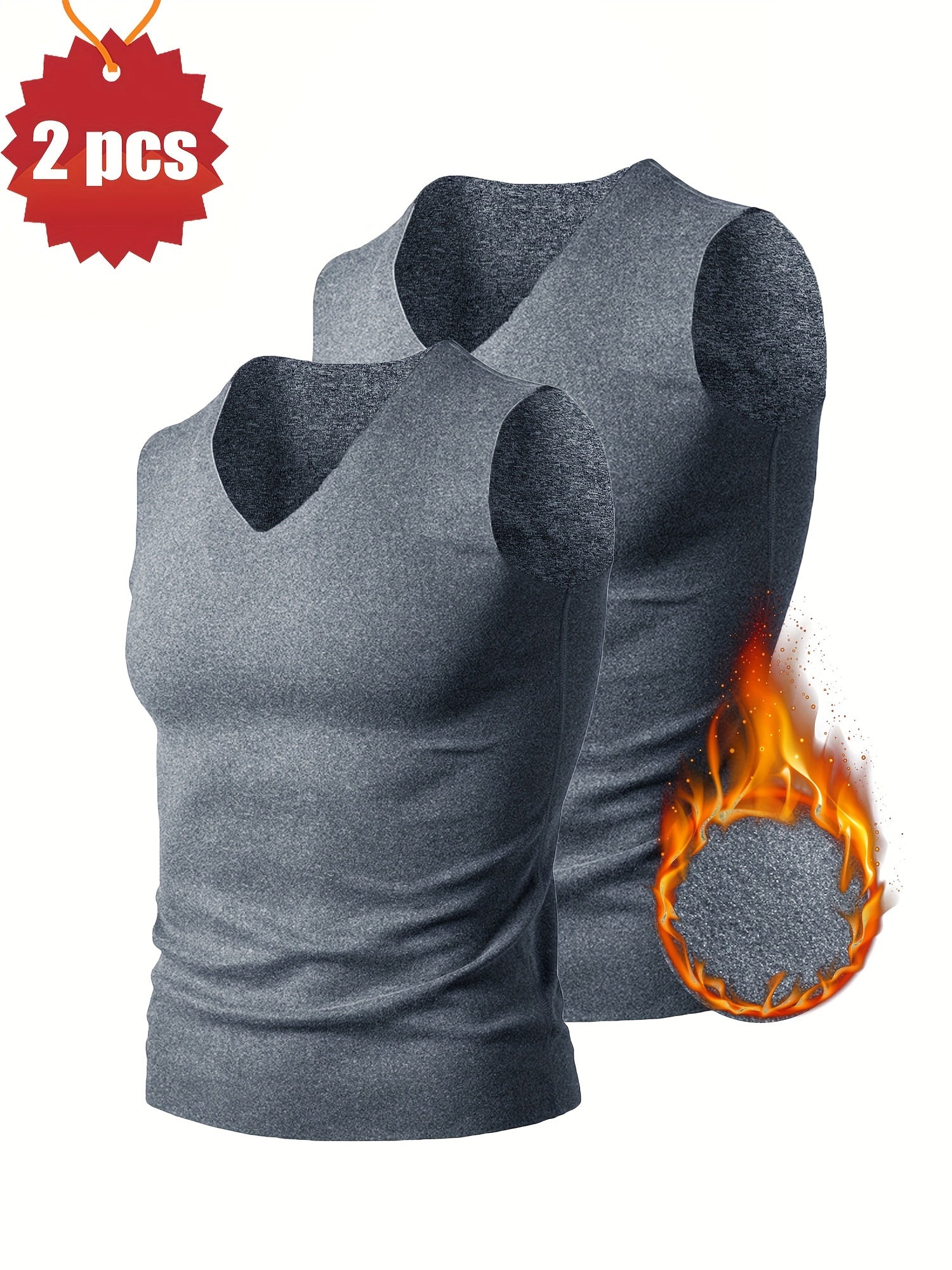 Men's Quick Dry Fleece Tank Top V Neck Sleeveless Shirt