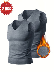 Men's Quick Dry Fleece Tank Top V Neck Sleeveless Shirt