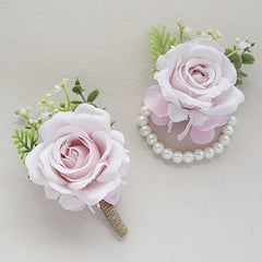 Artificial Rose Wrist Flowers and Men's Chest Flowers for Weddings