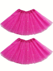2pcs Girls Golden Stars Dancing Skirts Set for Kids Party