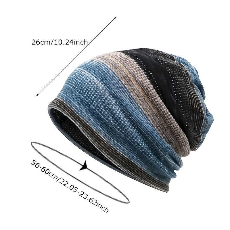 Unisex Striped Beanie Hat for Outdoor Cycling