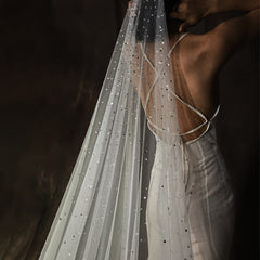 Cathedral Bridal Veil with Rhinestones Romantic Wedding Accessory
