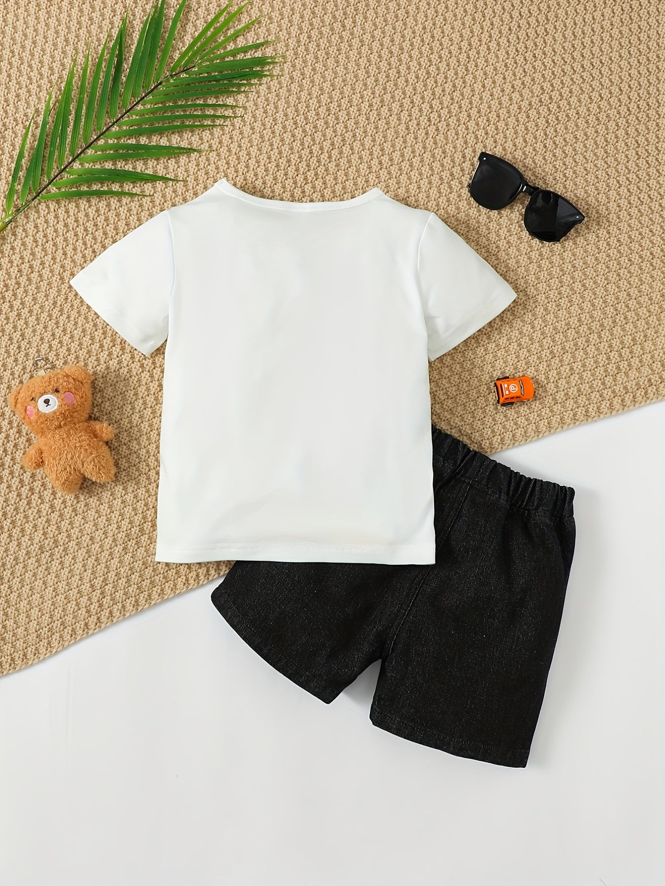 Boys Forever Friends Animal Print T-shirt & Denim Shorts Set for Summer