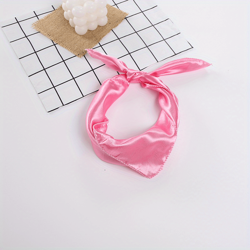 Solid Square Scarf Satin Neckerchief Bandana Head Wrap Hair Accessories