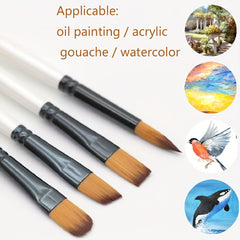 6pcs Artist Brush Set Nylon Hair Acrylic Gouache Watercolor Painting