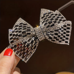 Crystal Rhinestone Bow Scrunchies Hair Tie Elastic Ponytail Holder