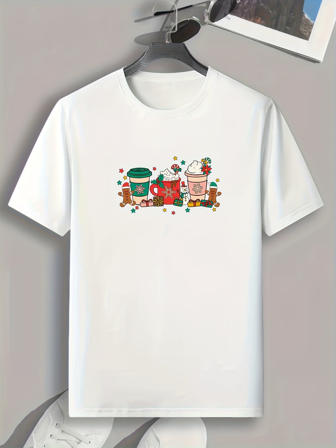 Christmas Drinks Pattern Print Men's Comfy Sports T-shirt
