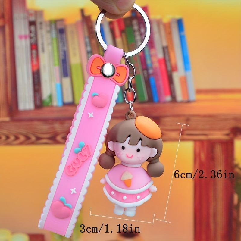 Cute Rubber Keychain Doll for Girls - Perfect for Backpacks and Keys
