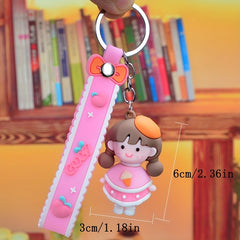 Cute Rubber Keychain Doll for Girls - Perfect for Backpacks and Keys
