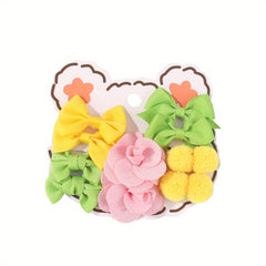 10pcs Bowknot Ball Flowers Hair Ties - Ponytail Floral Touch