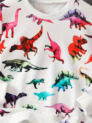 Dinosaur Full Print Boys Sweatshirt Long Sleeve Crew Neck Tops