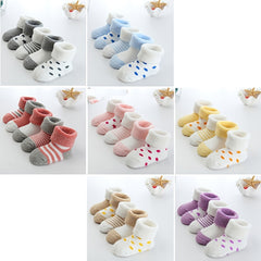 5 Pairs Striped Plush Baby Crew Socks Warm & Cozy