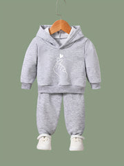 Kids 2pcs Love Gesture Print Outfit Set Girl's Sporty Clothes