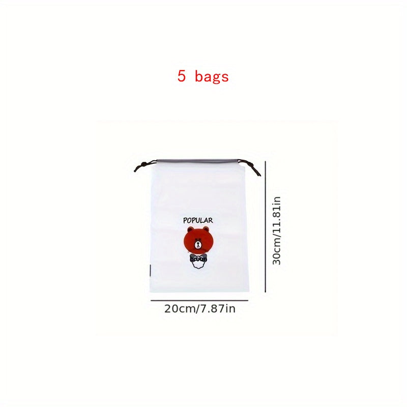5Pcs Clear Drawstring Shoes Bag Set Travel Shoes Storage Pouch
