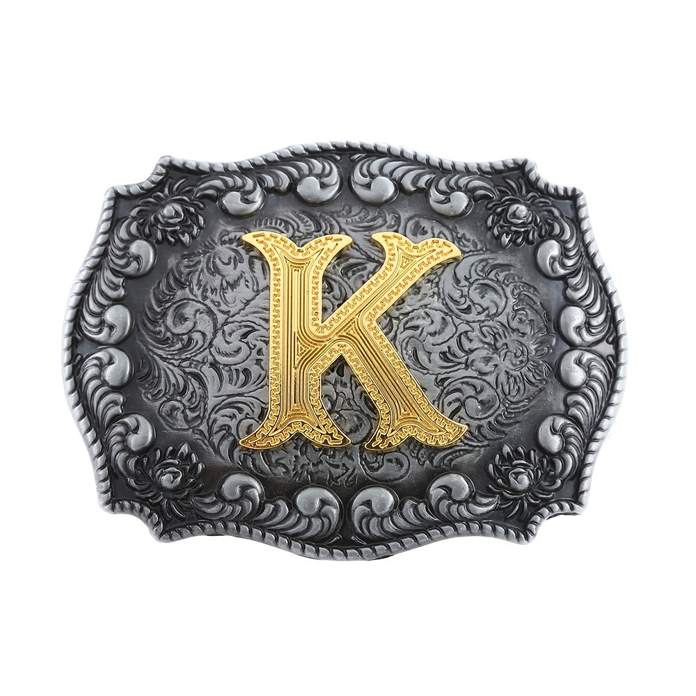 Western Cowboy Letter K Initial Belt Buckle