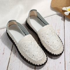 Floral Embroidered Flat Shoes Slip On Loafers Lightweight Flats