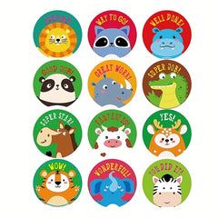 500 1-Inch Round Colored Stickers w/ 12 Patterns