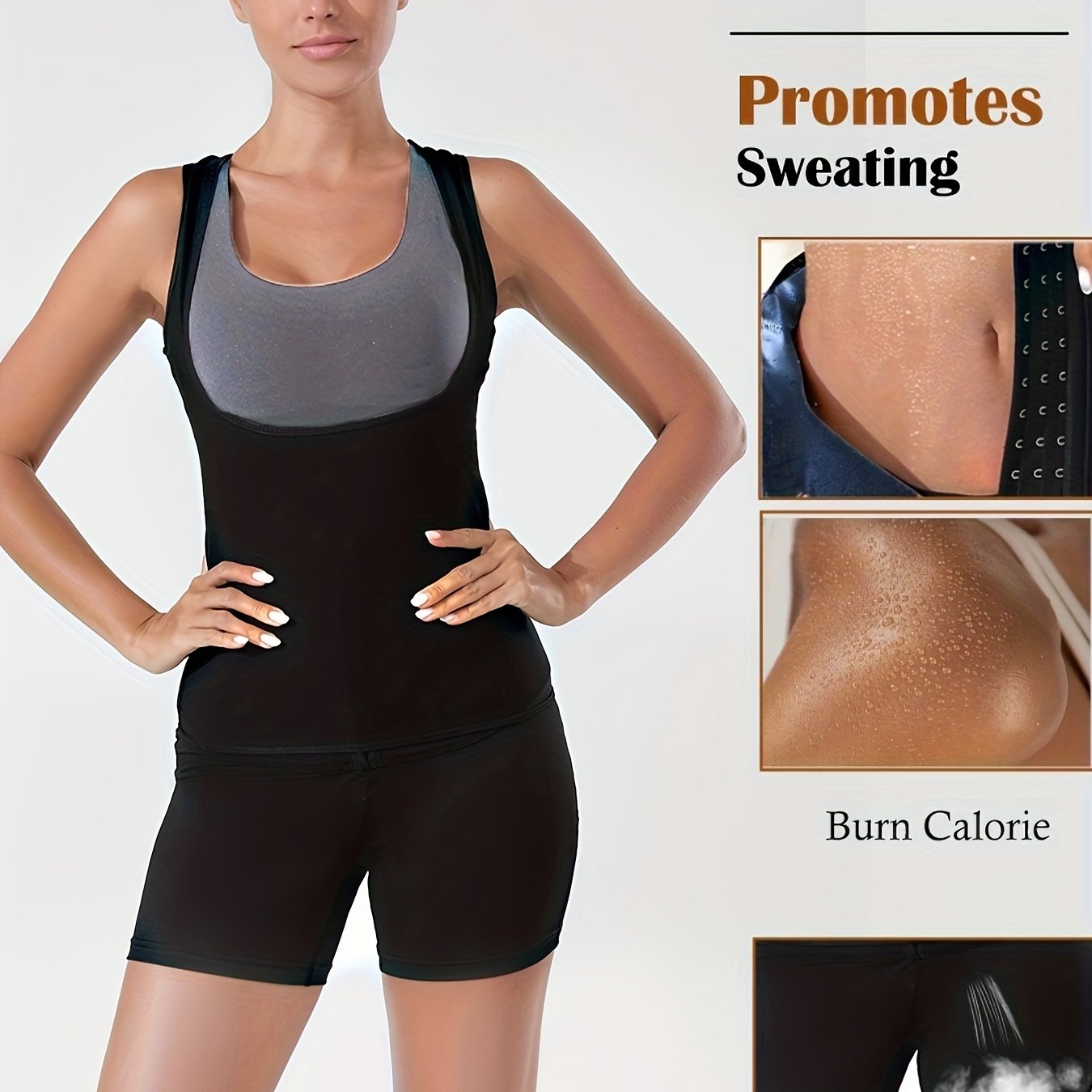 Sleeveless Body Shaper Sauna Sweat Top & Fitness Tummy Control Shorts Suit