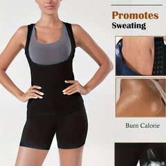 Sleeveless Body Shaper Sauna Sweat Top & Fitness Tummy Control Shorts Suit