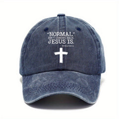 Vintage Cross Print Baseball Cap Distressed Dad Hat for Men Women