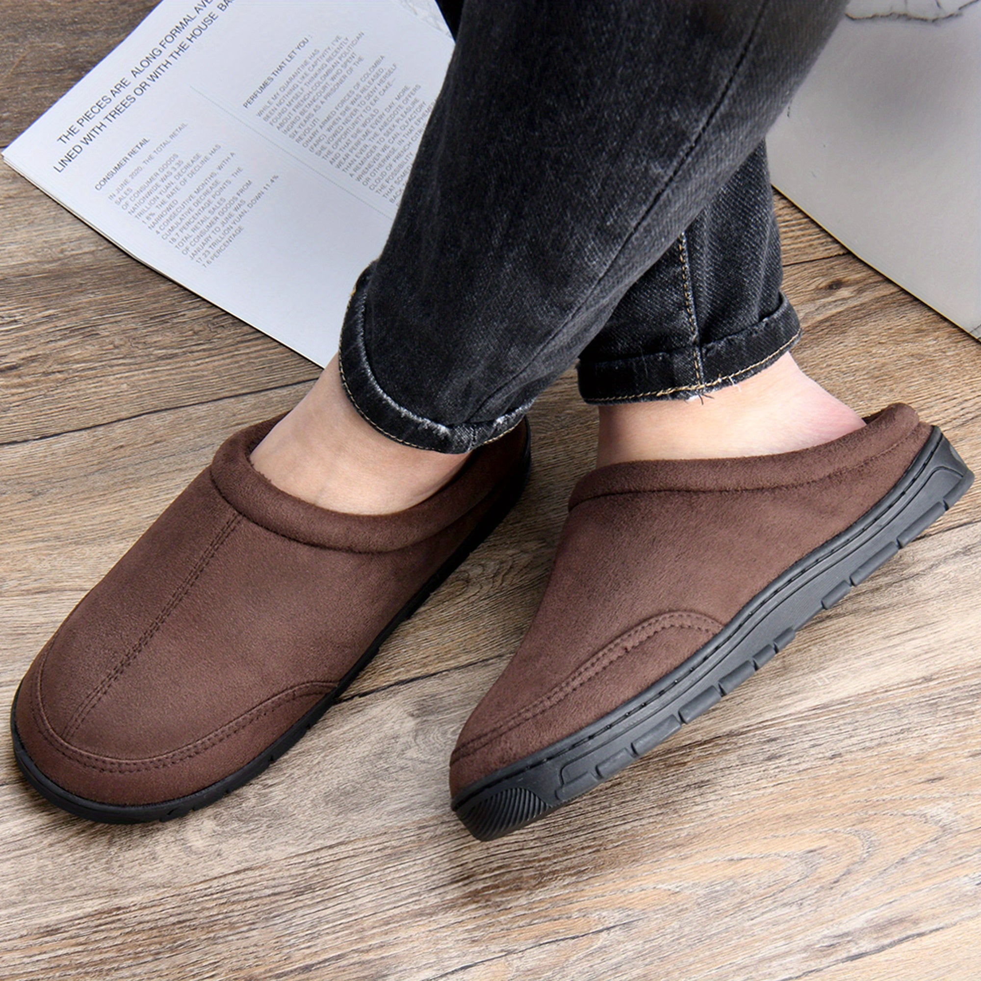 Men's Foam Slip On Warm Household Slippers - Assorted Colors