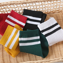 10 Pairs Striped Crew Socks Women's Stockings & Hosiery