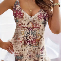 Floral Print V Neck Tank Top Women's Casual Sleeveless Summer Top
