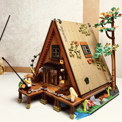 Forest Fishing Cabin Building Blocks Set Home Decor Ornament Ideal Gift for Men