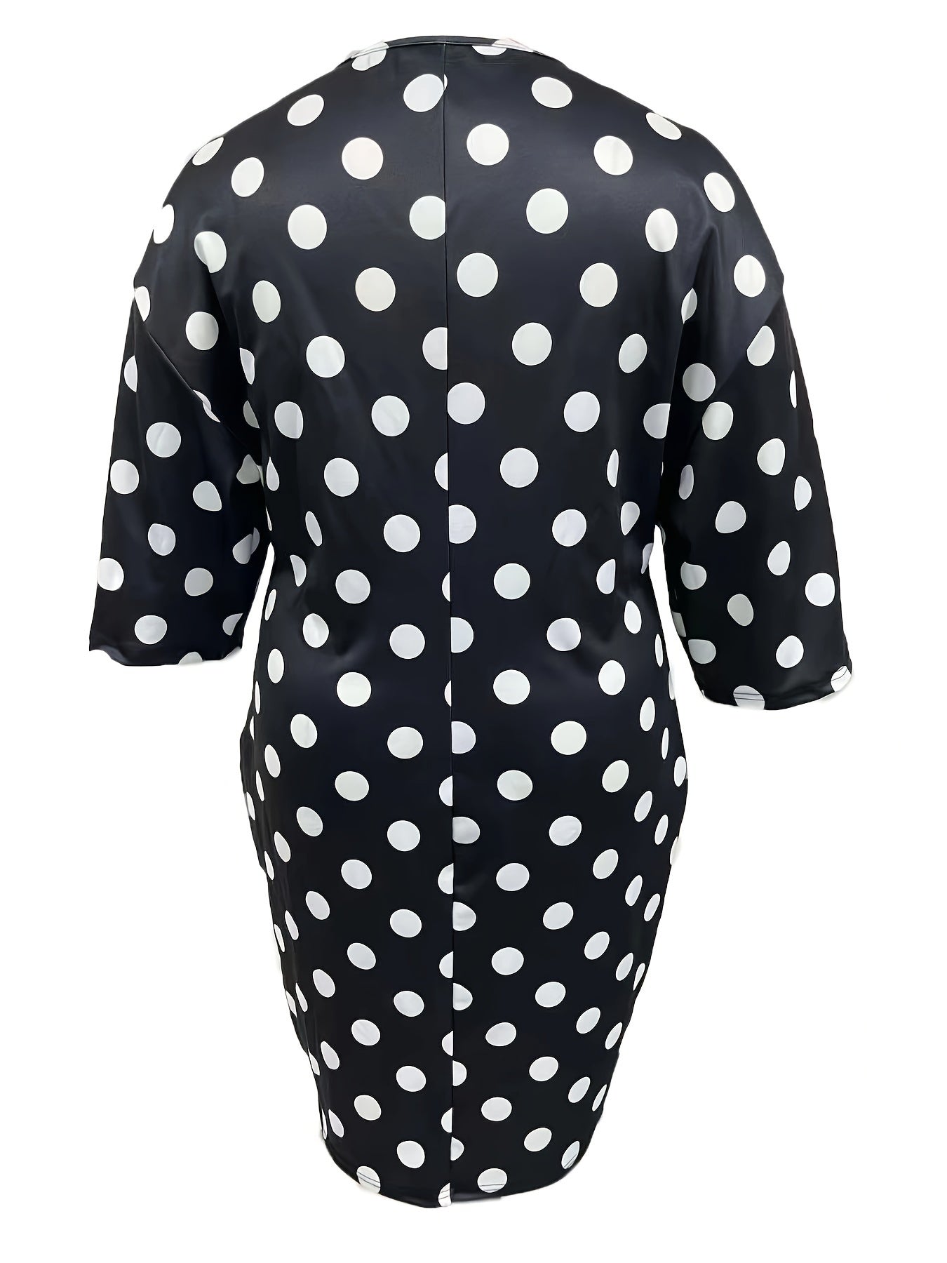 Polka Dot Print Half Sleeve Round Neck Dress