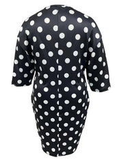 Polka Dot Print Half Sleeve Round Neck Dress