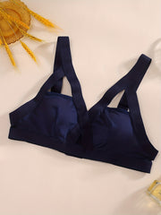 Colorblock Cut Out Slight Stretch Buckle Bra