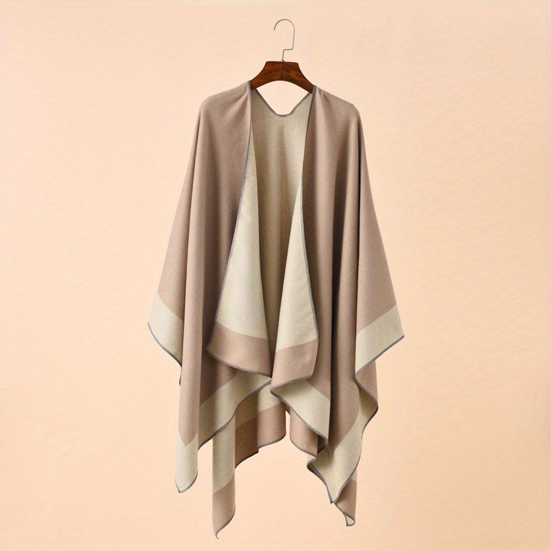 Cashmere Shawl Solid Warm Blanket Open Front Poncho Cape Casual Outdoor Shawl