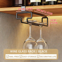 Inverted Perforated Wine Glass Rack Hanging Holder Under Cabinet Coffee Cup
