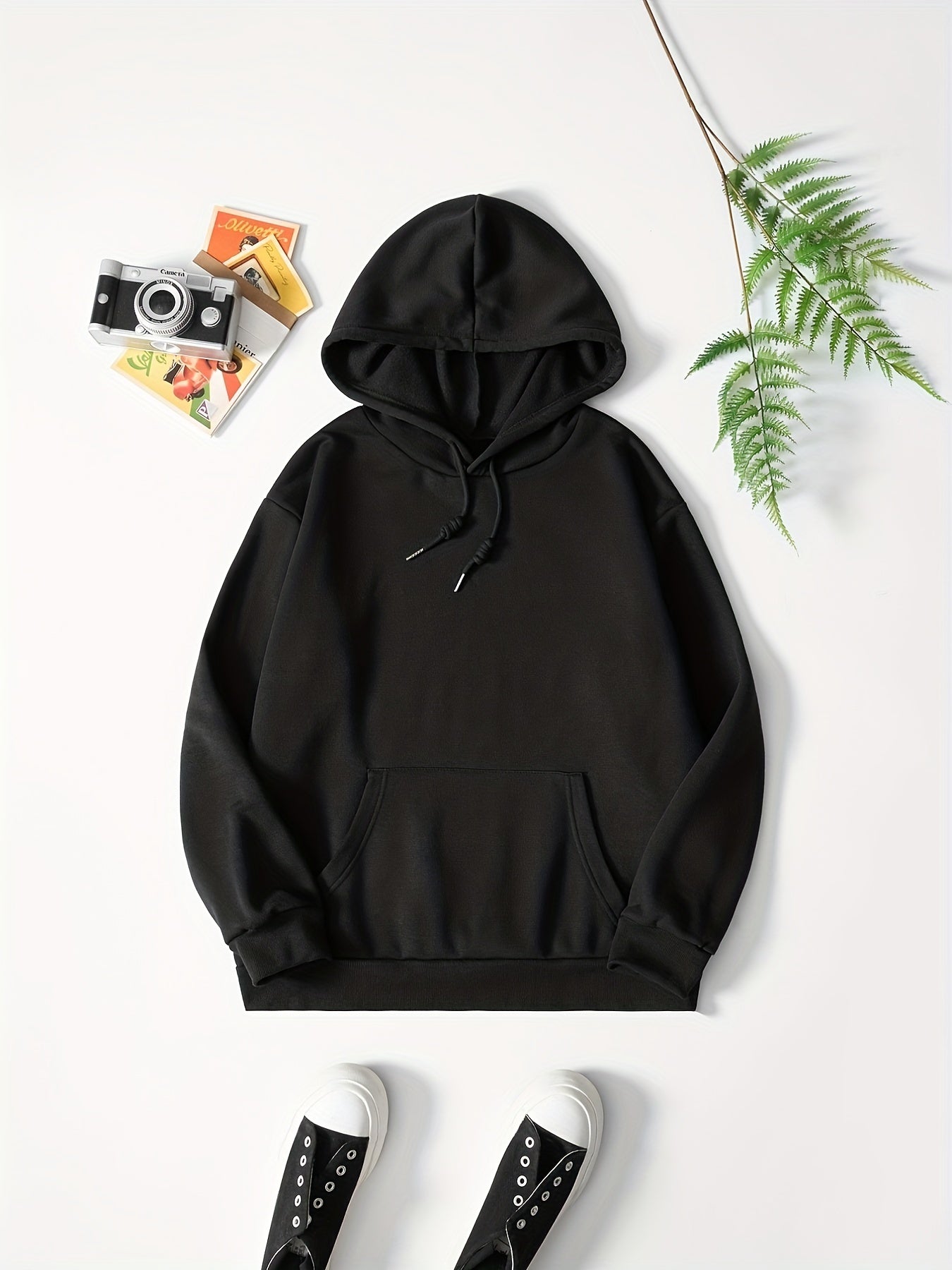 Casual Sports Hooded Sweatshirt Front Pocket Drawstring Hoodie Women's
