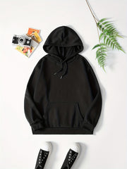 Casual Sports Hooded Sweatshirt Front Pocket Drawstring Hoodie Women's