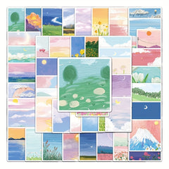 50pcs Landscape Painting Graffiti Stickers Laptop Helmets Water Cup Decoration