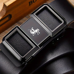Men's PU Leather Belt with Automatic Buckle for Casual Jeans Suit Pants
