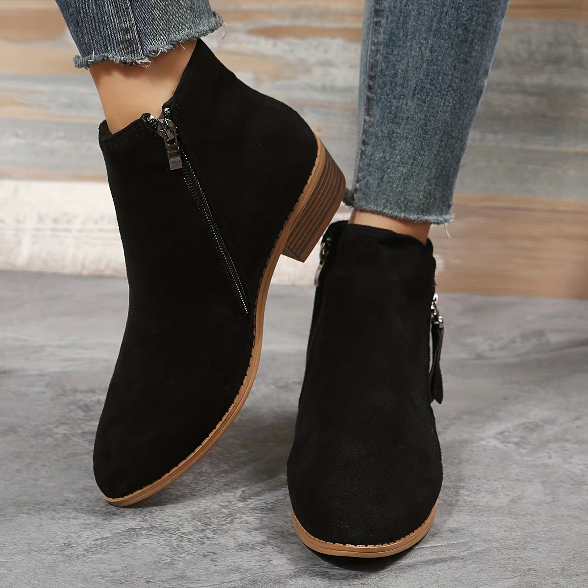 Women's Pointed Toe Ankle Boots Side Zip Booties Comfortable & Casual Shoes