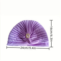 Artificial Gemstone Decor Turban Cap Hijab Hat Head Wrap Chemo Beanie