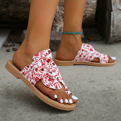 Women's Heart & Letter Print Sandals Slip On Open Toe Lightweight Shoes