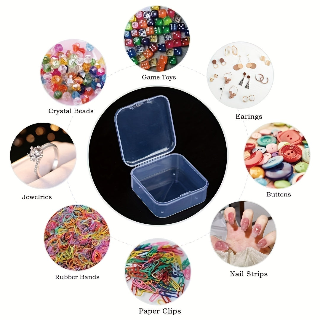 6pcs Transparent Square Plastic Box Jewelry Beads Container