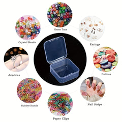 6pcs Transparent Square Plastic Box Jewelry Beads Container