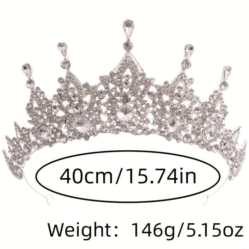 Baroque Crystal Bridal Head Jewelry Set Rhinestone Tiara Crown Earring Necklace