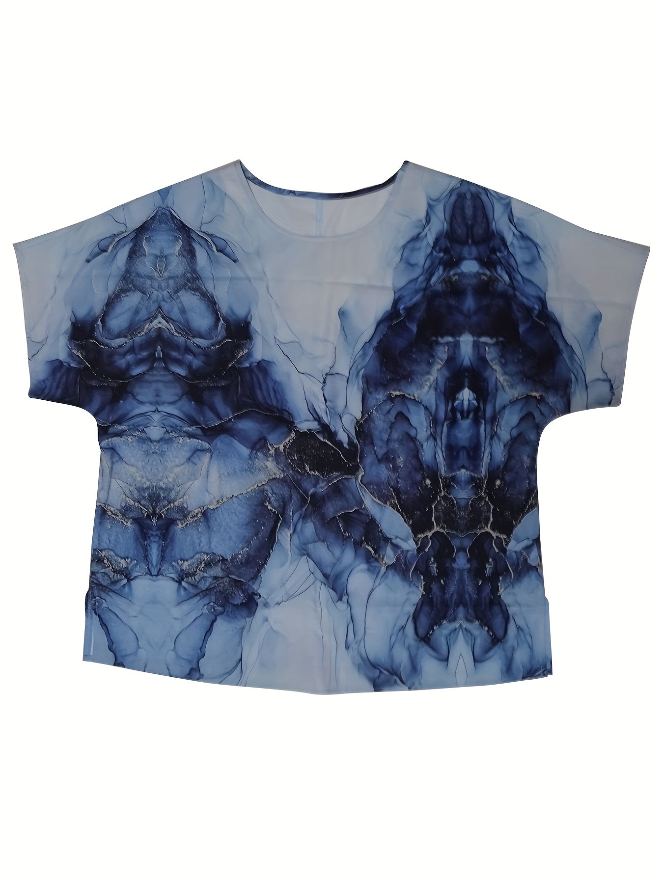 Glitter Marble Print Round Neck Top