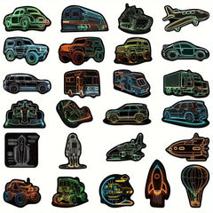 50pcs Neon Transportation Series Graffiti Stickers Waterproof DIY Sticker Pack